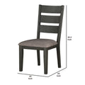 Transitional Wooden Side Chair, Fabric Padded Seat, Set Of 2, Gray Gray Wood Fabric