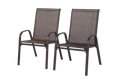 2 Piece Patio Chairs, Outdoor Camping Chairs Withtextilene Fabric, Set Of 2 Garden Chairs With Armrest High Backrest For Garden Patio Pool Beach Yard Space Saving Brown Brown Steel