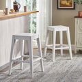 Counter Stool Set Of 2 White Fabric
