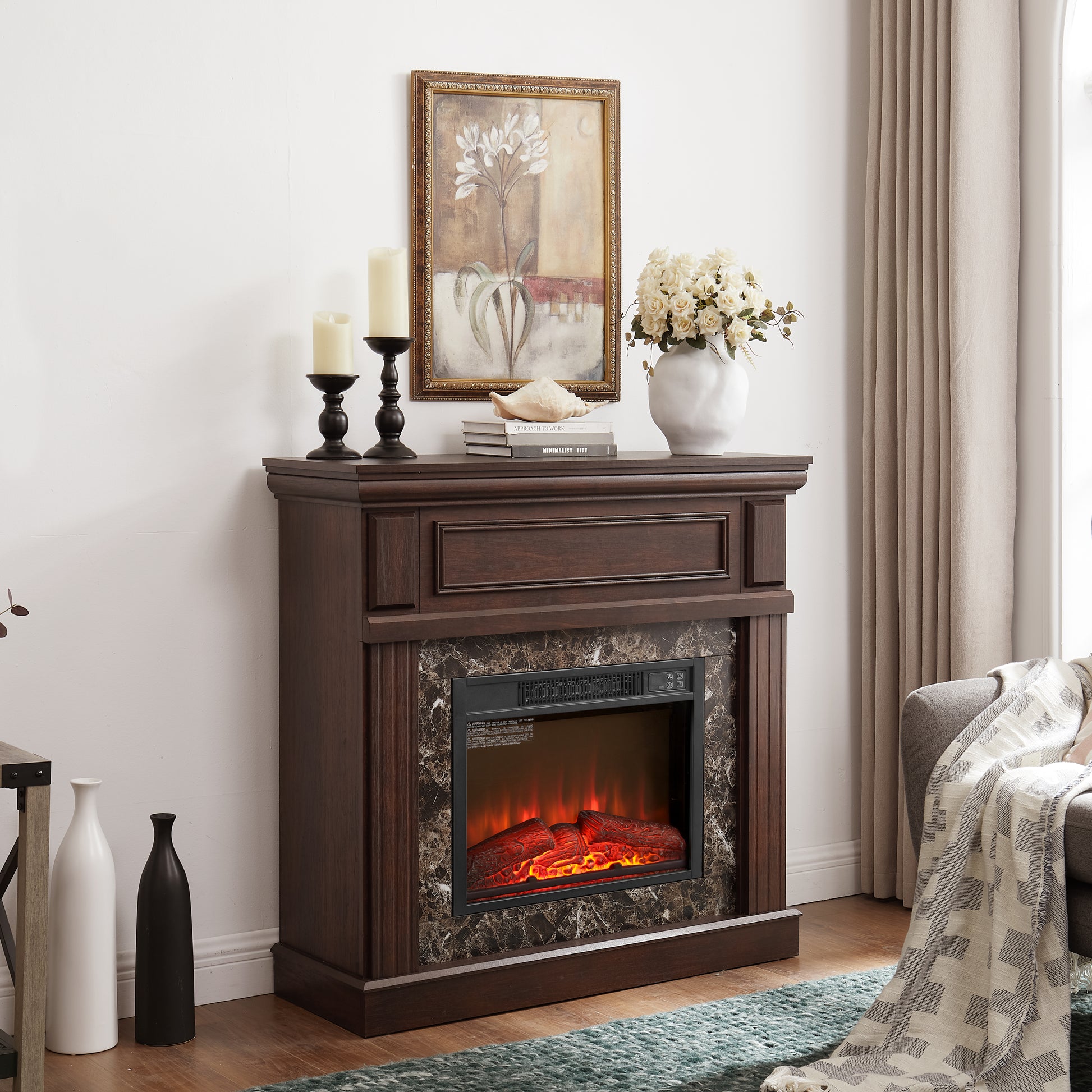 Only Mantel Not Included Fireplace Cherry,41.34"W*14"D*40"H Cherry Mdf