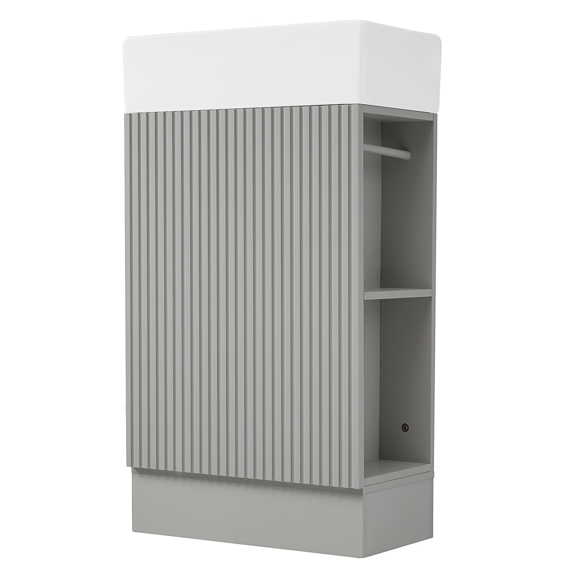 18.6" Bathroom Vanity With Sink, Bathroom Vanity Cabinet With Two Tier Shelf, Left Or Right Orientation, Grey Grey Mdf