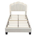 2 Pieces Bedroom Sets Twin Size Flower Shaped Upholstered Led Platform Bed With Storage Ottoman Sherpa Fabric, White Twin White 2 Piece Set Wood