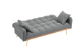 69 Inch Grey Sofa Bed With Adjustable Sofa Teddy Fleece 2 Throw Pillows Gray Fabric 2 Seat