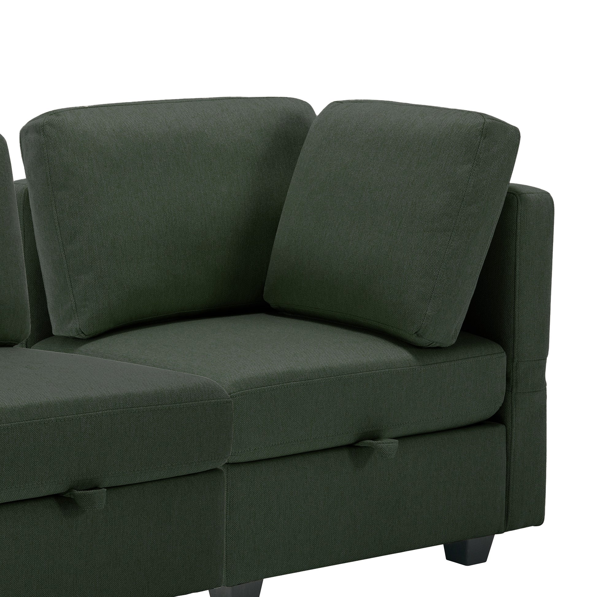 Living Room Sofa Set With 3 Seat Couch And 2 Seat Loveseat, Hidden Storage Under Seat, Soft Back Cushions And Arm Cushionsadjustable Arms And Backs Green Green Polyester 5 Seat