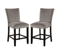 Attractive Set Of 2Pc Counter Height Chairs Dining Room Furniture Gray Flannelette Seat Trim Kitchen Breakfast Black,Light Gray Dining Room Modern,Transitional Dining Chairs Rubberwood Solid Back