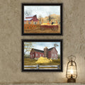 2 Piece Vignette Autumn Blessings Farm Life Black Framed Wall Art For Living Room, Bedroom Wall Art Print For Home Decor By Billy Jacobs Multicolor Wood Paper