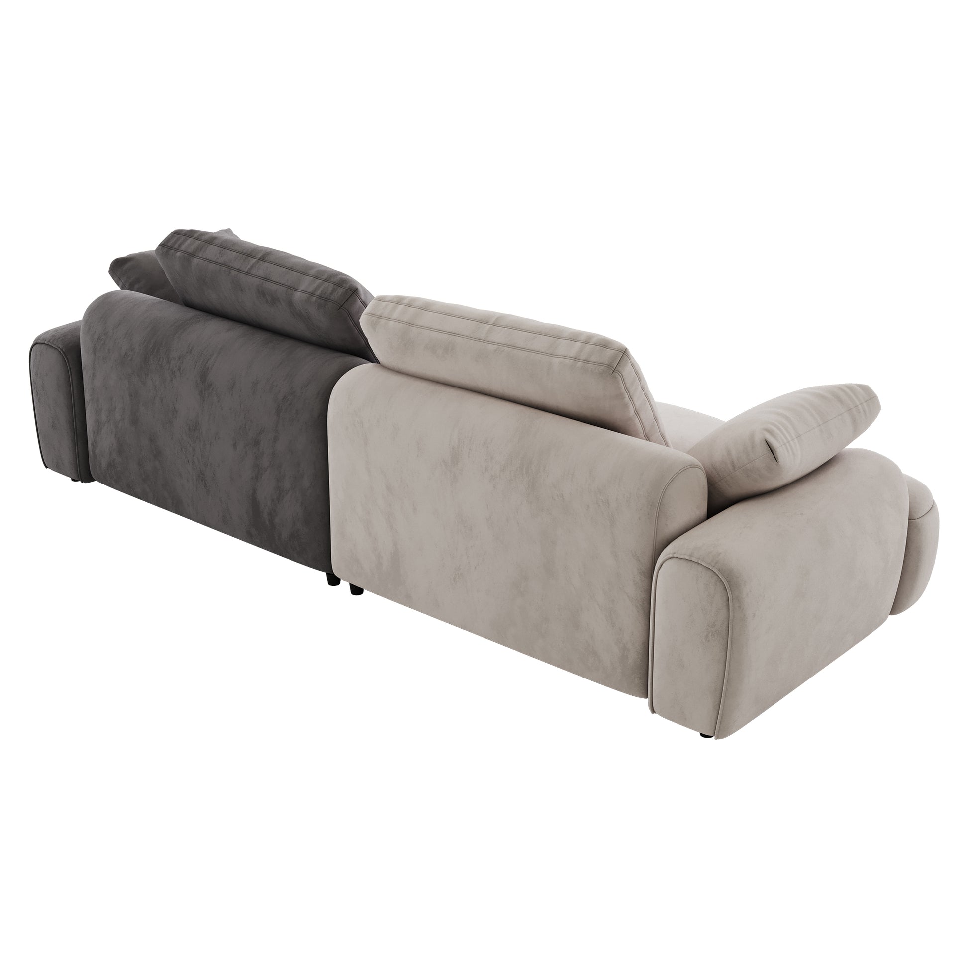 86.6 Large Size Two Seat Sofa,Modern Upholstered,Beige Paired With Grey Suede Fabric Beige Grey Velvet Wood Primary Living Space Soft Modern Eucalyptus Polyurethane Foam Eucalyptus 3 Seat