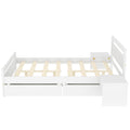 Full Size Wooden Platform Bed With 2 Storage Drawers And 2 Bedside Tables, White Full White Pine