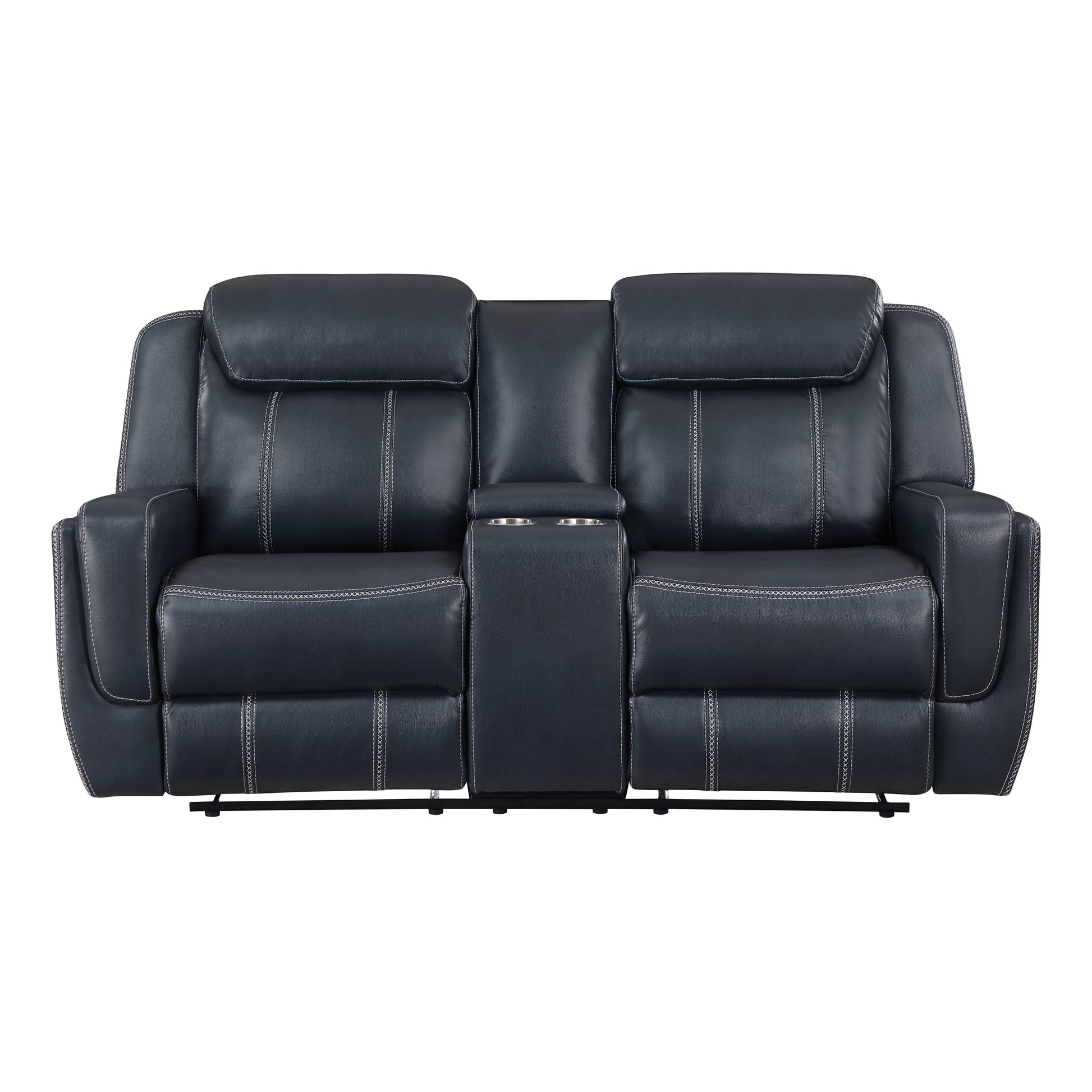 Modern Living Room Furniture 3Pc Reclining Sofa Set Bluefaux Leather Upholstery Sofa Loveseat Swivel Reclining Chair, Cup Holders, Power Outlets, Usb Ports Blue Faux Leather Wood Primary Living Space Modern Plywood,Solid Wood 6 Seat