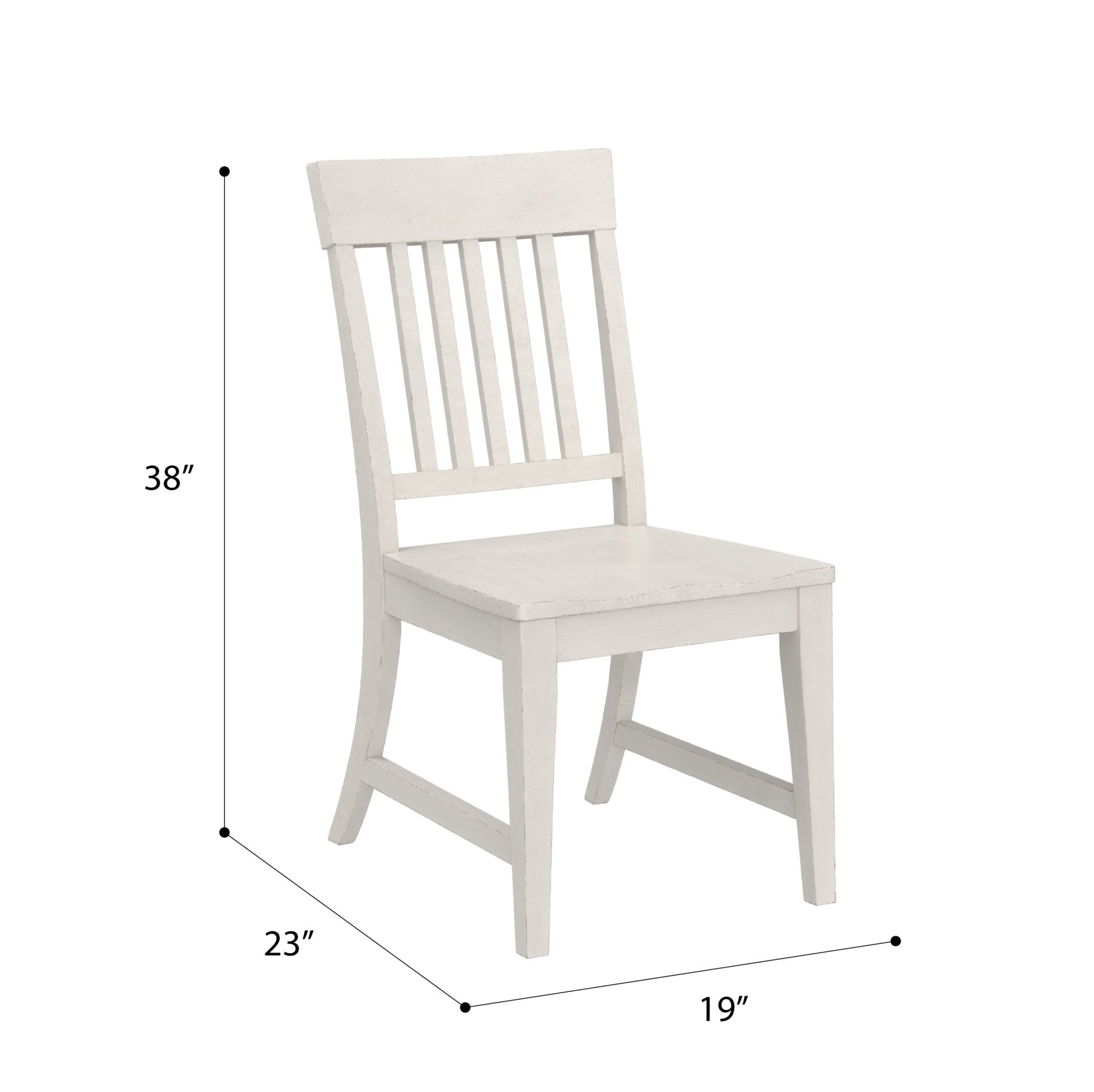 Haidel White Slat Back Dining Chairs, Set Of 2 White Solid Wood