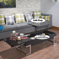 Calmam Black High Gloss & Chrome Finish Coffee Table W Lift Top Black Synthetic Wood