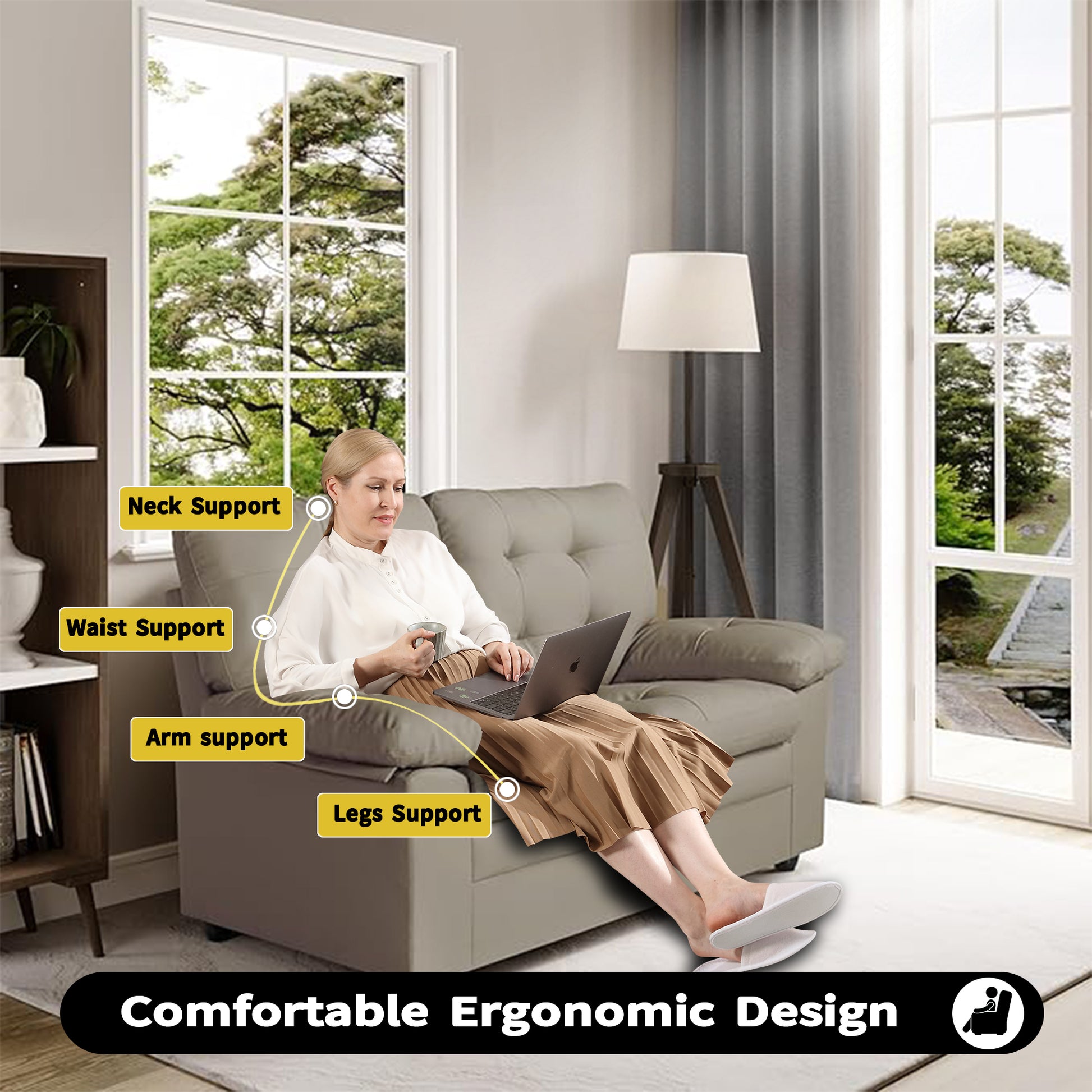 Apartment Beautiful Seat Love, 3 Seat, Grey Faux Leather Grey Pu 3 Seat