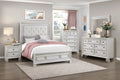 Classic Luxury Pearl White Finish Dresser Of 7X Drawers Wooden Bedroom Furniture 1Pc, Dart Molding Design White Wood