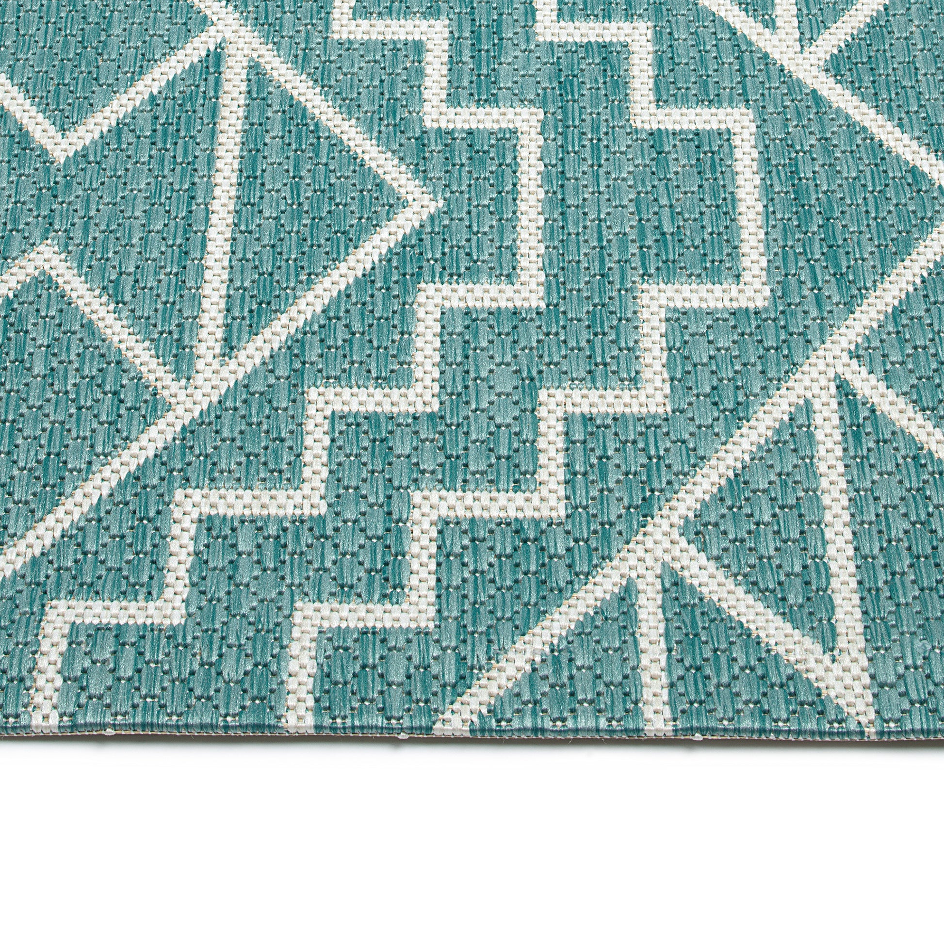 Modern, Geometric, Textured Cut Pile 2'7" X 4'11" Rectangle Area Rug Turquoise Polypropylene