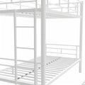 Heavy Duty Sturdy Meta Twin Over Twin With Trundle Bunk Bed L Noise Reduced Safety Guardrail No Box Spring Needed,White Box Spring Not Required Twin White Metal