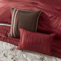 Embroidered 7 Piece Comforter Set Red King King Red Polyester