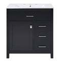 30 Inch Black Bathroom Vanity With Ceramic Sink And Large Storage Ideal Choice For Small Bathrooms Black Bathroom Solid Wood Mdf