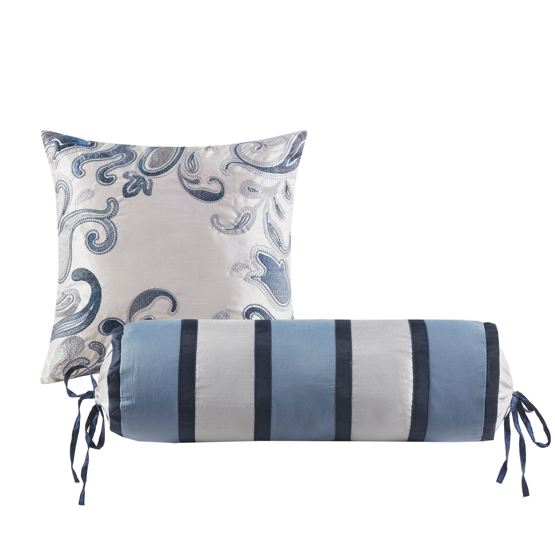 5 Piece Jacquard Bedspread Set With Throw Pillows Navy Queen Queen Navy Cotton