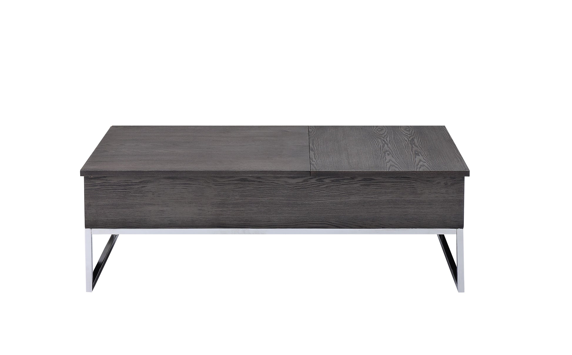 Grey Oak And Chrome Coffee Table With Lift Top Oak Silver Primary Living Space Rectangular Wood Metal Sled