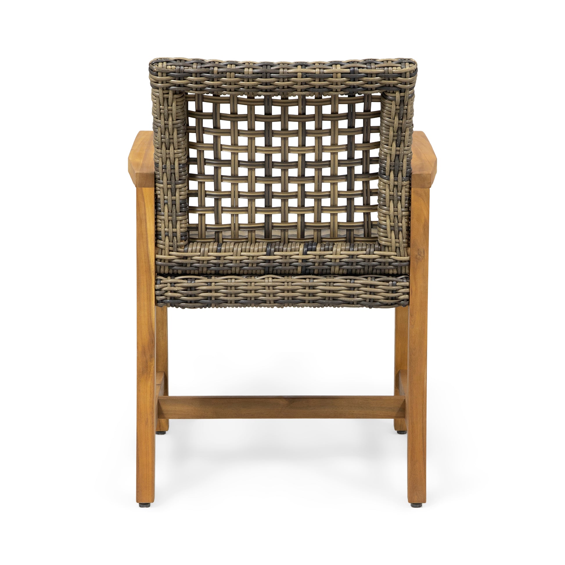 Hampton Wood And Wicker Dining Chair Set Of 2 Natural Stained Pe Rattan Iron