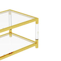Modern Minimalist Style Gold Metal Frame With Acrylic Leg Coffee Table Cs 1195 Golden,Transparent Glass Acrylic