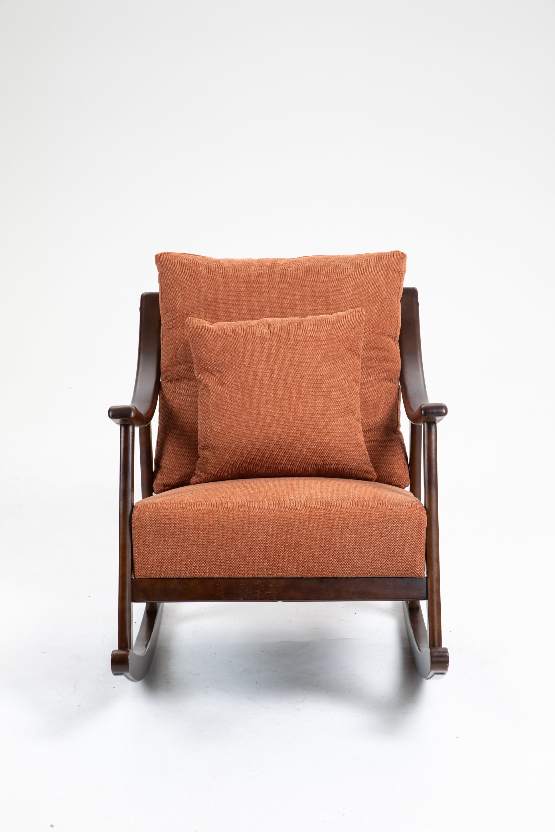 Woven Fabric Mid Century Modern Accent Chairs Comfy Upholstered Glider Arm Chair With Solid Wood For Living Room Bedroom Balcony Light Brown Linen