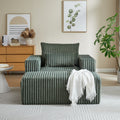 62.5 Inch Corduroy Sponge Sofa Lounge Chair With Removable Footrest,No Assembly Required,Fluffy Modern Sleeper Chair For Indoor Living Room Bedroom Army Green Foam Corduroy 1 Seat