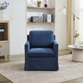 29.92'' Swivel Accent Chair, Upholstered Skirted Swivel Chair With Removable Back Cushion, 360 Degree Comfy Armchair For Living Room, Nursery, Lounge,Office,Navy Chenille Navy Chenille