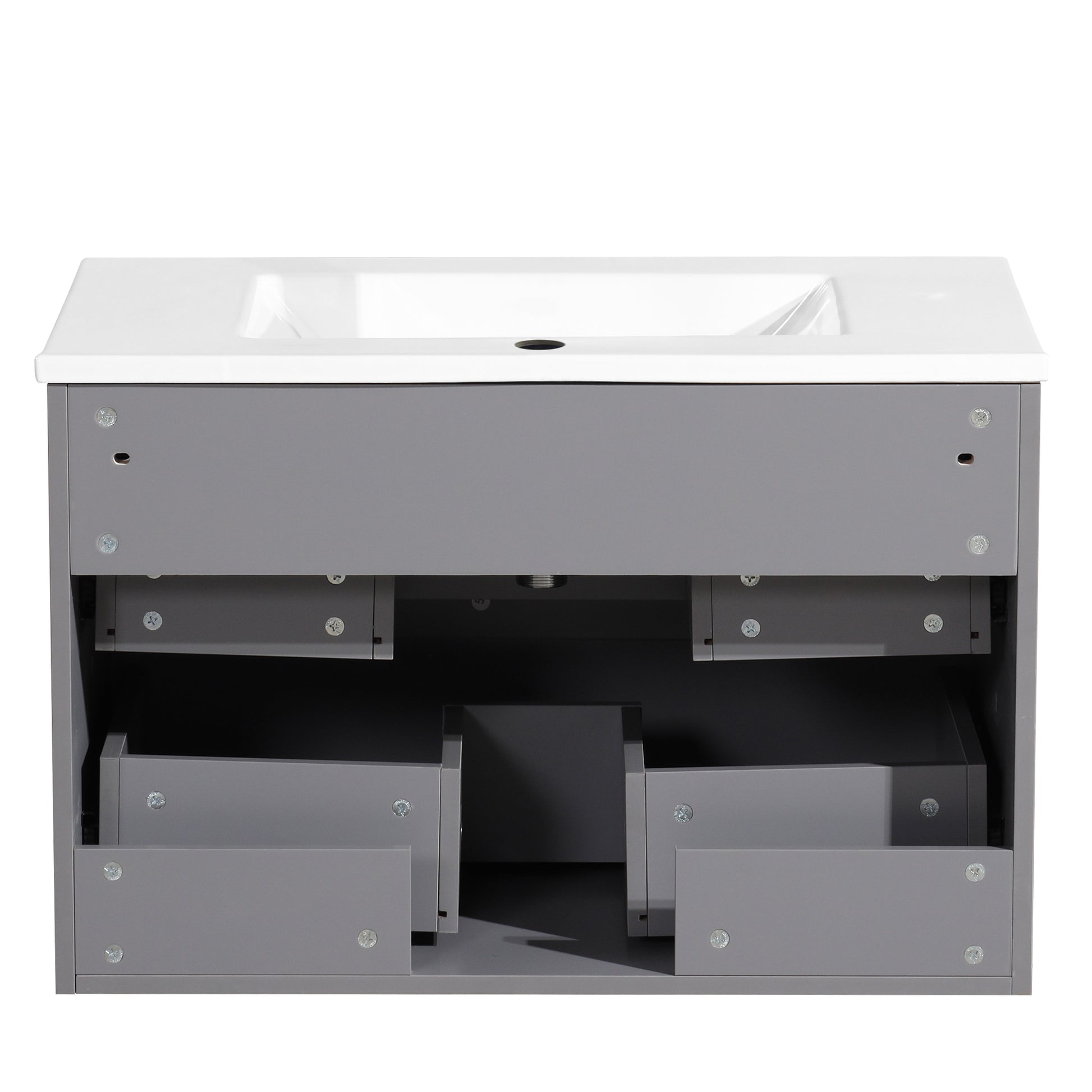 30 Inch Floating Bathroom Vanity With Ceramic Sink Combo Set, Modern Bath Storage Cabinet Vanity With Drawers Wall Mounted Vanity For Bathroom, Gray Grey Mdf
