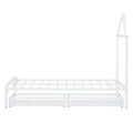 Twin Size Metal Platform Bed With Two Drawers,House Shaped Headboard Design, White Twin White Metal