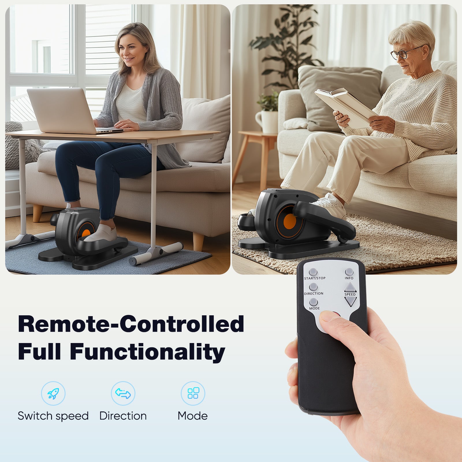 Under Desk Elliptical Machine Compact & Quiet Mini Pedal Exerciser With Adjustable Speed, Led Display, Portable Fitness Solution For Home Or Office Workouts Black Abs