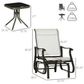 Outsunny 3 Piece Outdoor Gliders Set Bistro Set With Steel Frame, Tempered Glass Top Table For Patio, Garden, Backyard, Lawn, Cream White Cream White Steel