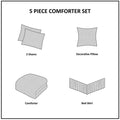 5 Piece Microfiber Ruffled Comforter Set White Cal King California King White Polyester