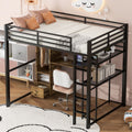 Full Size Metal Loft Bed With Built In Wardrobe, Drawer, Desk And Shelves, Black Expected Arrival Time: 9.7 Box Spring Not Required Full Black Metal Wood Metal