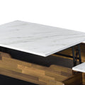 White And Walnut Coffee Table With Lift Top White Black Primary Living Space Modern Rectangular Wood Plastic