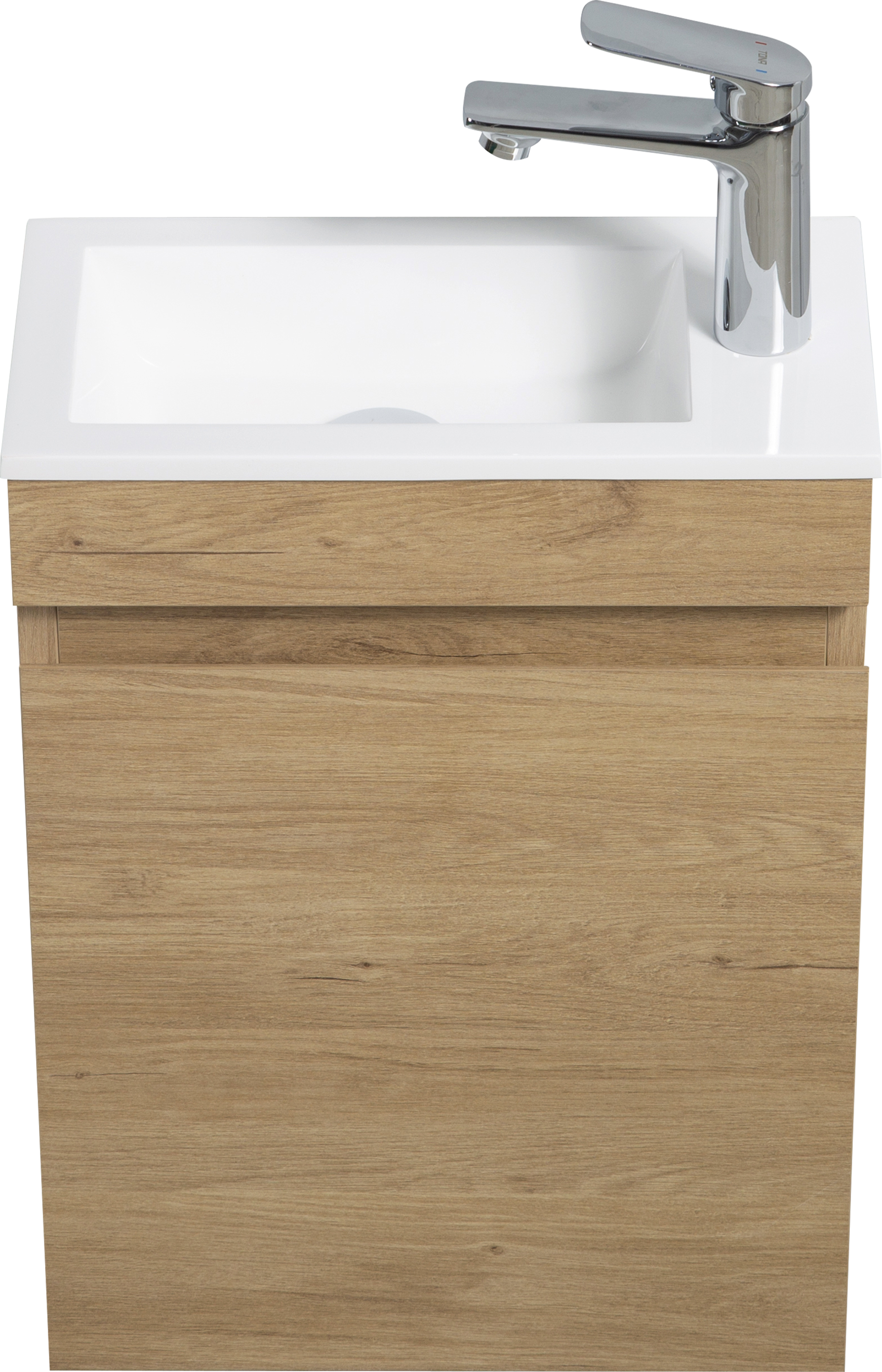 16" Floating Bathroom Vanity With Sink, Wall Mounted Small Bathroom Storage Vanity Cabinet With Resin Top Basin And Soft Close Doors, Natural Oak 24V11 16No Oak Plywood