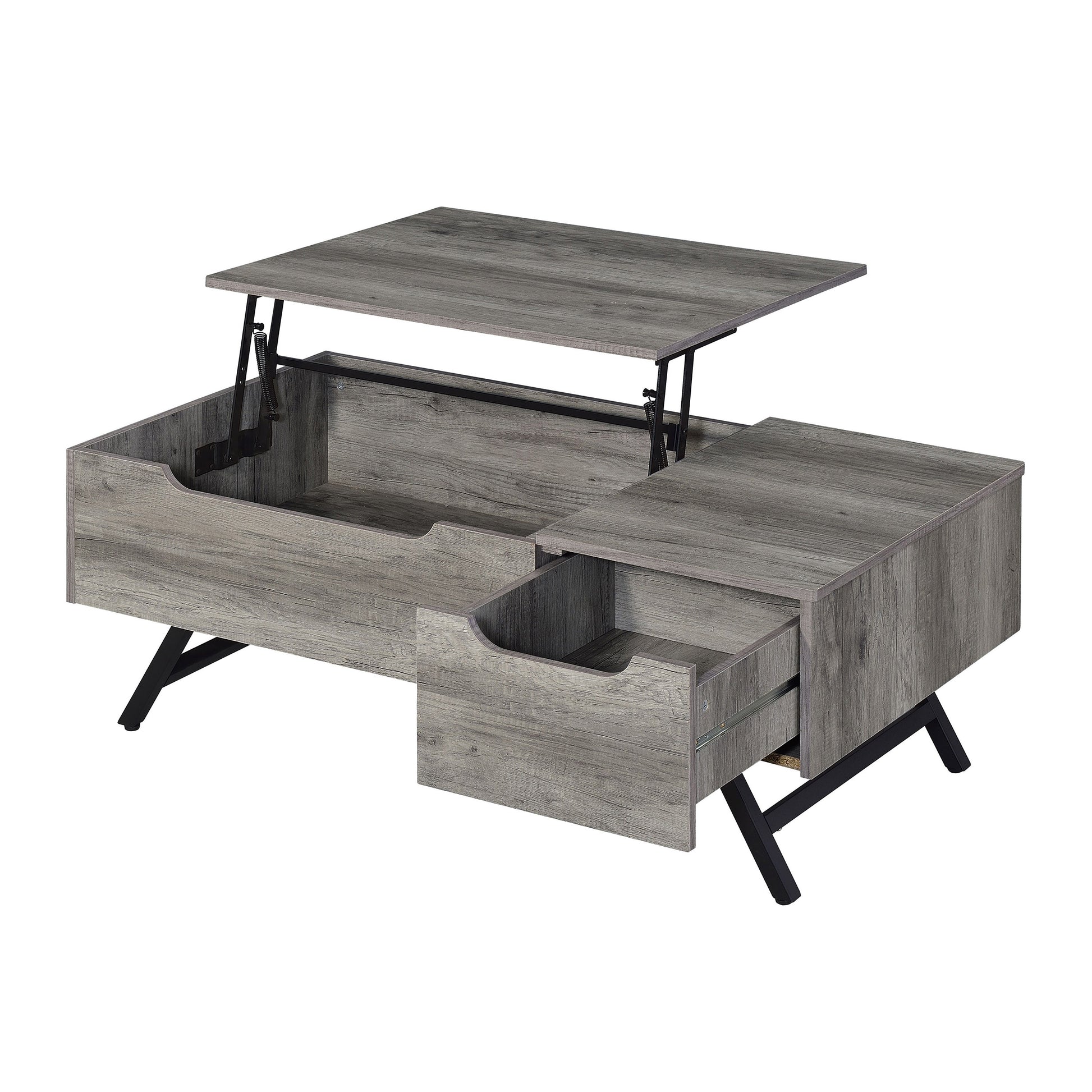 Grey Oak Coffee Table With Lift Top Grey Primary Living Space Modern Rectangular Coffee & End Tables Rectangular Wood H Shape