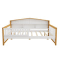 Full Size House Shape Daybed With Two Drawers And Bookcase Headboard Wooden Bed For Girls Boys Teens, No Box Spring Needed, Walnut And White Box Spring Not Required Full White Walnut Wood Bedroom Cute Pine Bed Frame Wood