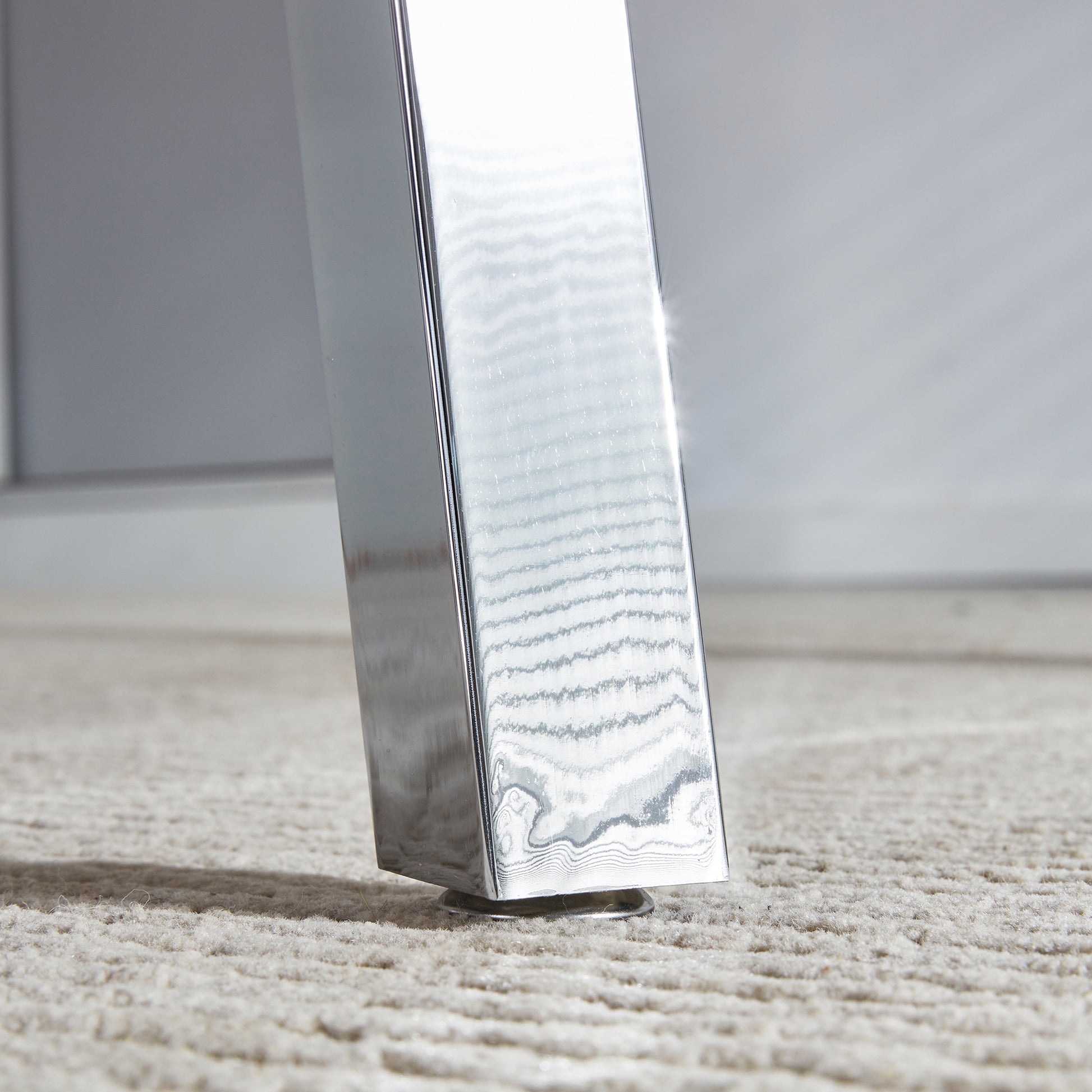 Table And Chair Set.Large Modern Rectangular Table With Brown Glass Top And Silver Metal Legs. Paired With 6 Black Chairs With Checkered Armless High Back Pu Cushion And Silver Metal Legs. Black,Silver Seats 6 Glass Metal
