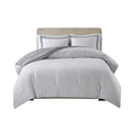 Reversible Yarn Dyed Stripe Down Alternative Comforter Set Queen White Gray Microfiber