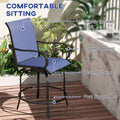 Outsunny Outdoor Bar Stools With Armrests, Set Of 2 360 Swivel Bar Height Patio Chairs With High Density Mesh Fabric, Steel Frame Dining Chairs For Balcony, Poolside, Backyard, Navy Blue Blue Steel