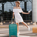 Hardside Luggage Sets 3 Pieces, Expandable Luggages Spinner Suitcase With Tsa Lock Lightweight Carry On Luggage 20Inch 24Inch 28Inch Antique Green Polypropylene