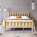 Farmhouse Log Bed Frame King Rustic Style Pure Solid Pine Cylinder Construction Bed Fits Mattresses And Box Springs, Natural Finish King Natural Pine