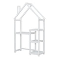 House Shaped Wooden Writing Desk,Kids Study Table,Bookshelf & Toy Storage,White Twin White American Design Pine