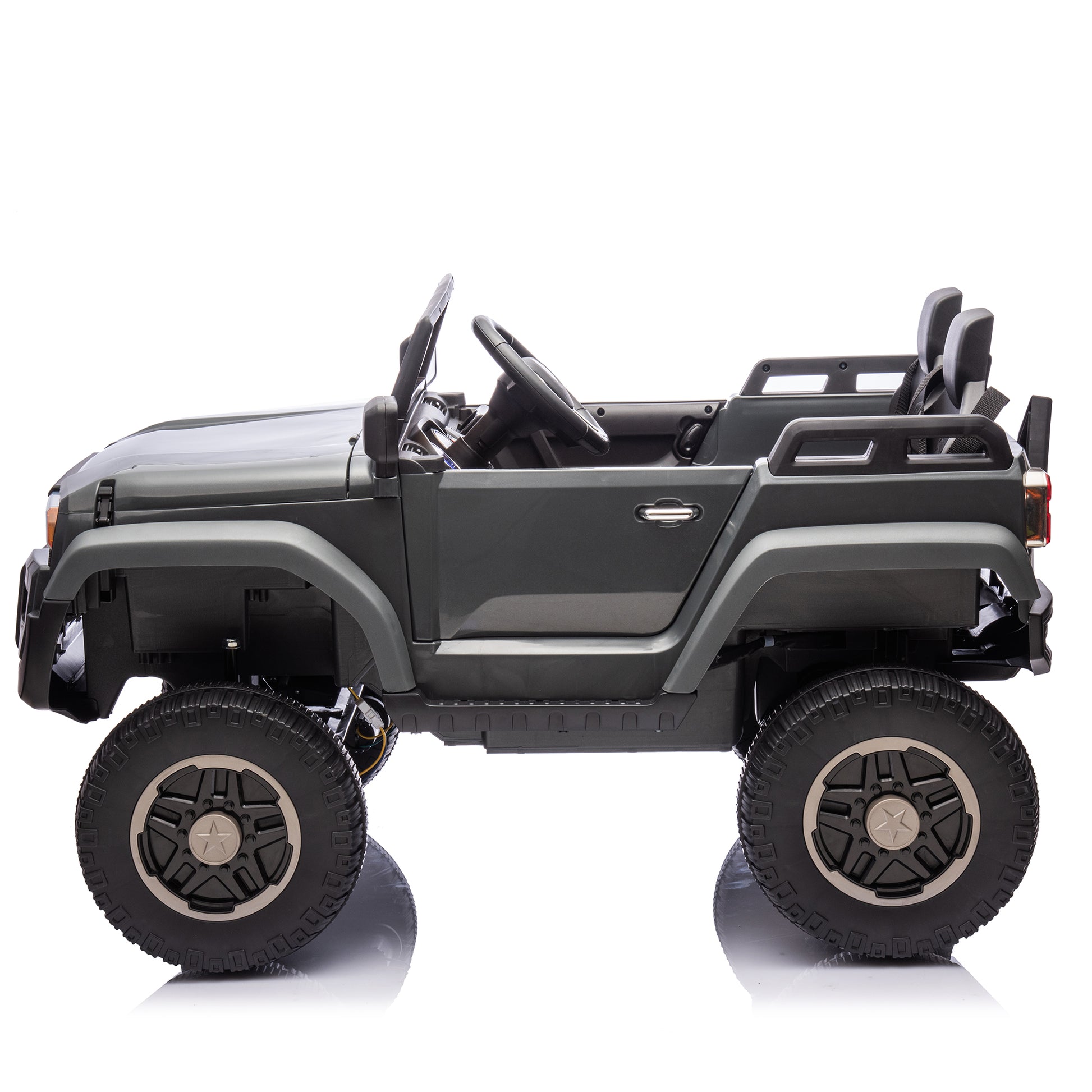 24V Two Seater Kids Ride On Car W Parents Remote Control, Licensed Toyota Lc250,4Wd,220W Motors,With Shovel,Three Point Seat Belt,Slow Start,Speed Adjustment,Bluetooth,Music For Kids Aged 3 . Gray 100 149 Lbs Polypropylene