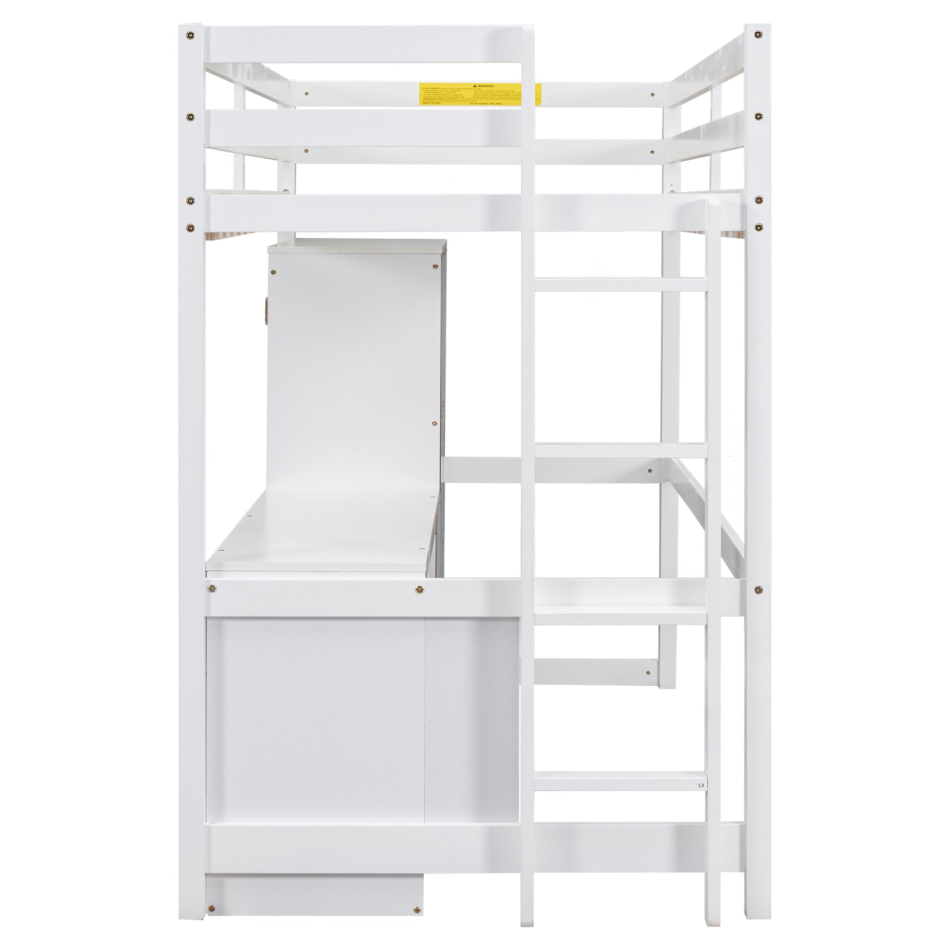 Twin Size Loft Bed With Wardrobe, Desk And Storage Drawers, White Twin White Pine
