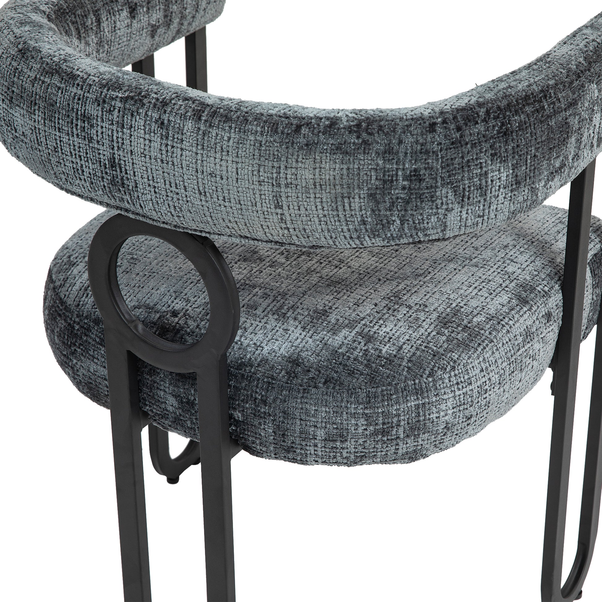 Coolmore Contemporary Designed Chenille Fabric Upholstered Accent Dining Chair Barrel Side Chairs Kitchen Armchair For Living Room Set Of 2 Gray Chenille Gray Dining Room Foam Chenille