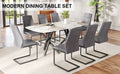 1 Table And 8 Chairs Set.A Rectangular Dining Table With A 0.39 Inch Imitation Marble Tabletop And Black Metal Legs.Paired With 8 Chairs With Pu Leather Seat Cushion And Black Metal Legs.F 1538,C 001 Black Glass Metal