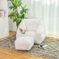 Bean Bag Chair With Filler, Bean Bag Sofa With Tufted Soft Stuffed Filling, Fluffy And Lazy Sofa, Comfy Cozy Beanbag Chairs With Memory Foam For Dorm, Apartment, Living Room White Primary Living Space Soft Casual,Modern Foam Teddy