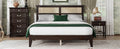 Queen Size Rubber Wooden, Solid Wooden Bed With Rattan Headboard, Enhanced By Support Feet,Espresso Queen Espresso Rubber Wood